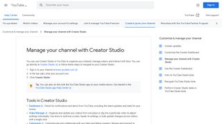 
                            4. Manage your channel with Creator Studio - YouTube Help