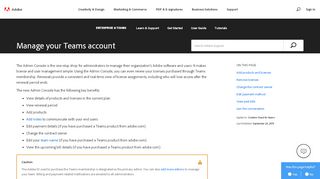 
                            1. Manage your Teams account - Adobe Help Center