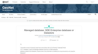 
                            8. Managed database: SDE Enterprise database or Da... | GeoNet, The ...