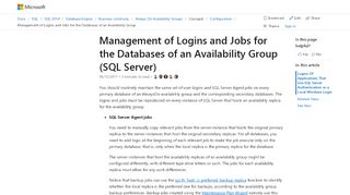 
                            8. Management of Logins and Jobs for the Databases of an Availability ...