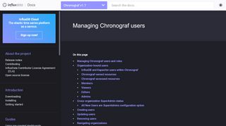 
                            2. Managing Chronograf users | InfluxData Documentation