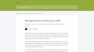 
                            3. Managing Users and Access in AVS | Apricot Articles - Knowledge Base