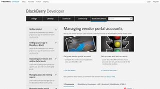 
                            4. Managing vendor portal accounts - BlackBerry Developer