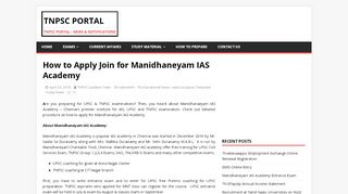 
                            3. Manidhaneyam IAS Academy – How to Join / …