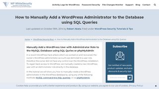 
                            7. Manually Create a WordPress Administrator in Database