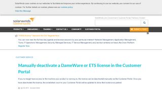 
                            3. Manually deactivate a DameWare or ETS license in the Customer Portal