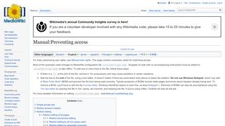 
                            4. Manual:Preventing access - MediaWiki