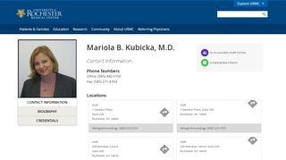 
                            9. Mariola B. Kubicka, M.D. - University of Rochester Medical Center