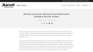 
                            1. Marriott Announces Starwood Guest Reservation Database Security ...