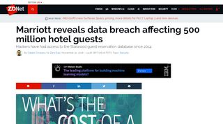 
                            9. Marriott reveals data breach affecting 500 million hotel guests | ZDNet