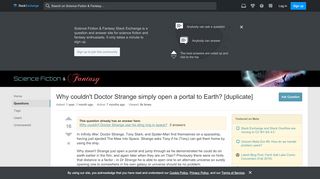 
                            6. marvel - Why couldn't Doctor Strange simply open a portal to Earth ...