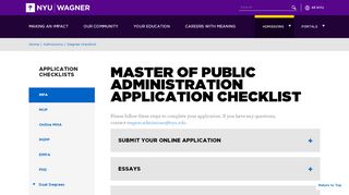 
                            2. Master of Public Administration Application Checklist | NYU Wagner