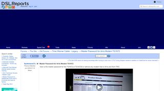 
                            3. Master Password for Arris Modem TG1672 - dslreports.com
