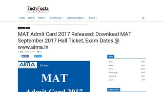 
                            3. MAT Admit Card 2017 Released: Download MAT September …