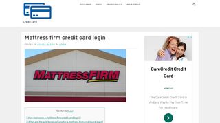 
                            7. Mattress firm credit card login - Credit card