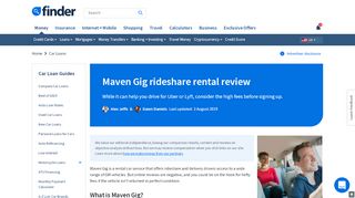 
                            9. Maven Gig rideshare rental review | finder.com