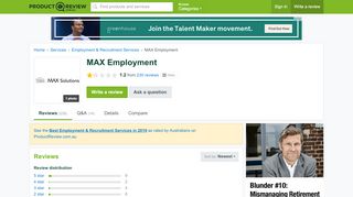 
                            9. MAX Employment Reviews - ProductReview.com.au