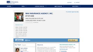 
                            4. Max Insurance Agency, Inc. - Overland Park, KS Insurance Agent