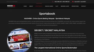
                            5. MAXBET, SBOBET Sportsbook Online Betting Malaysia - MAXIM999