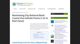 
                            6. Maximizing City National Bank Crystal Visa Infinite Points (1.3 ...