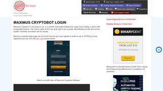 
                            5. Maximus CryptoBot Login - BO Tested