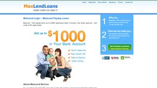 
                            2. MaxLend Login @ MaxLend Payday Loans