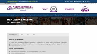 
                            5. MBA Vision & Mission - Narasaraopeta Engineering College