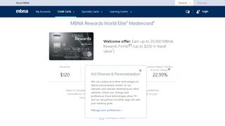 
                            2. MBNA Rewards World Elite® Mastercard® | …