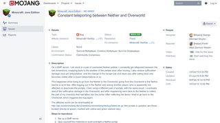 
                            4. [MC-90605] Constant teleporting between Nether and Overworld - Jira
