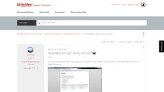 
                            8. McAfee Support Community - I'm unable to Login …