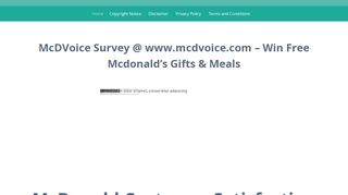 
                            6. McDVoice Survey at www.mcdvoice.com Latest Mcdonalds Feedback