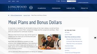 
                            8. Meal Plans and Bonus Dollars - Longwood University