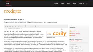 
                            6. Medgate Rebrands as Cority - Globe Newswire