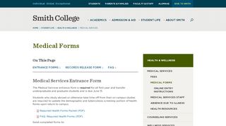 
                            4. Medical Forms | Smith College