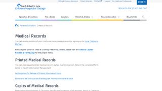 
                            1. Medical Records | Lurie Children's