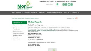 
                            4. Medical Records | Mon Health Medical Center