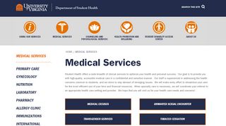 
                            7. Medical Services | Student Health, U.Va. - UVA Student Health