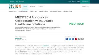 
                            6. MEDITECH Announces Collaboration with Arcadia Healthcare Solutions