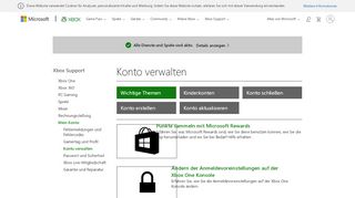 
                            1. Mein Konto : Konto verwalten - Xbox Live and Billing Support