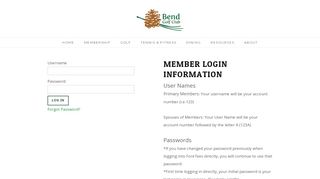 
                            3. Member Login - Bend Golf & Country Club