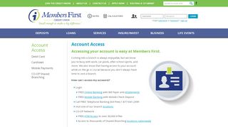 
                            8. Members First Credit Union : Account Access