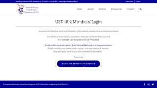 
                            3. Members Login for the National Society United States Daughters of 1812