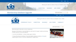 
                            8. Membership Database Upgrade - American Canoe Association