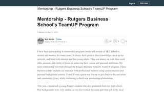 
                            8. Mentorship - Rutgers Business School's TeamUP Program - LinkedIn