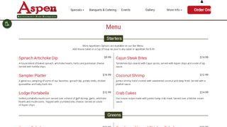 
                            2. Menu - Aspen Restaurant