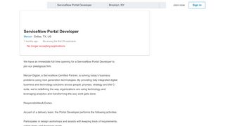
                            5. Mercer hiring ServiceNow Portal Developer in Dallas, TX, US ...