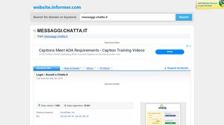 
                            6. messaggi.chatta.it at WI. Login - Accedi a Chatta.it - Website Informer