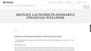 
                            2. METLIFE LAUNCHES PLANSMART® FINANCIAL WELLNESS