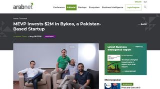 
                            6. MEVP Invests $2M in Bykea, a Pakistan-Based Startup - Arabnet