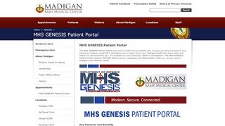 
                            8. MHS GENESIS Patient Portal - Madigan Army Medical Center - Health ...